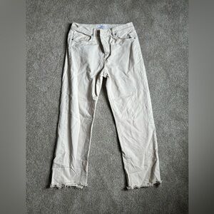 Loft: Frayed High Rise Straight Crop Jeans